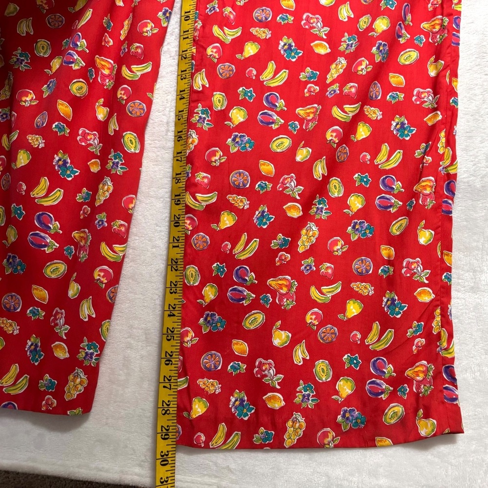 NWT Vintage Boho Fruit Print Jumpsuit 8 Wide Leg Novelty Tropical Resort Romper - Picture 12 of 16
